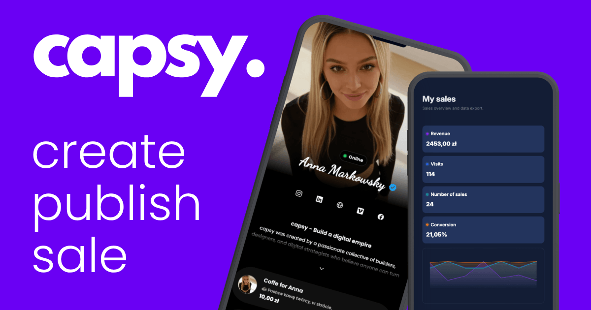 capsy - create a link in bio page, sell digital products and share links across social media